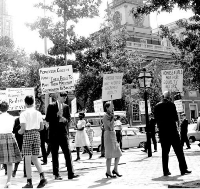 Seminal LGBT Rights Demonstration, July 4, 1965 - Photo Credit: Equality Forum