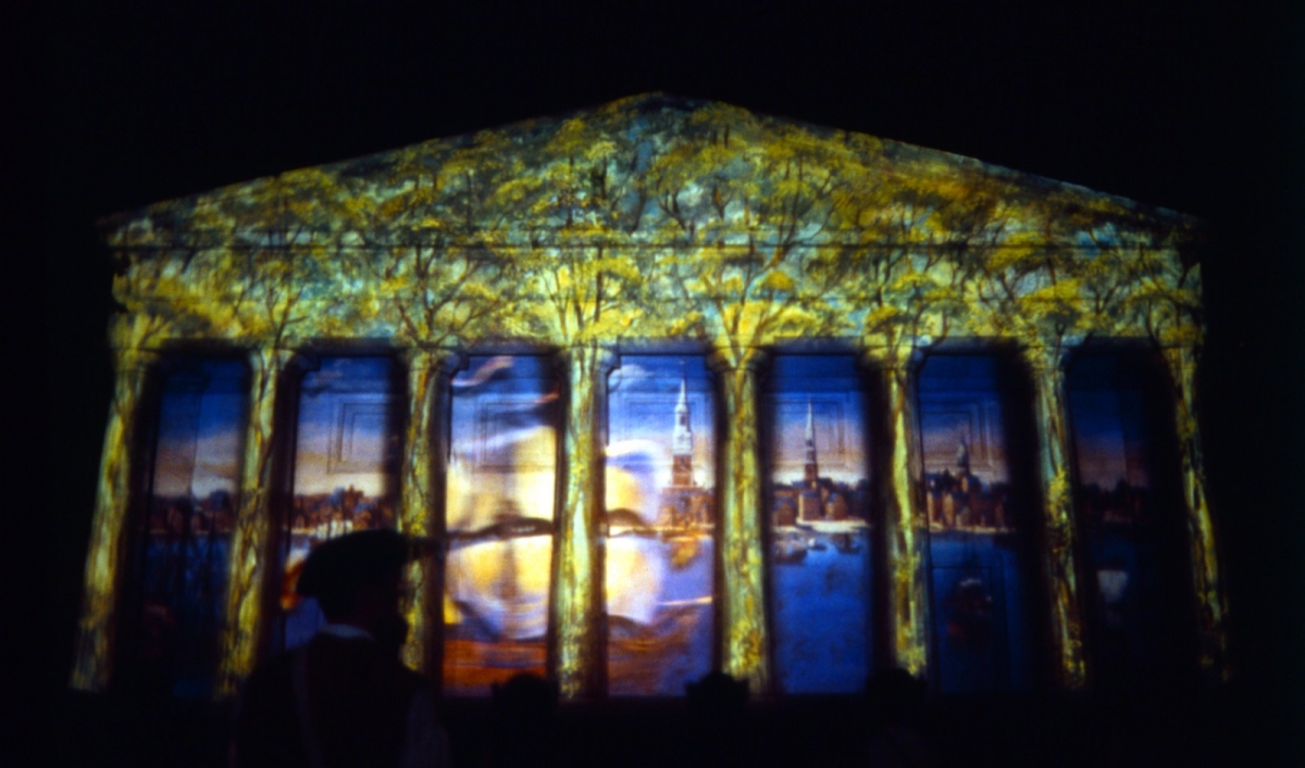 Lights of Liberty Projected onto Second Bank of the United States
