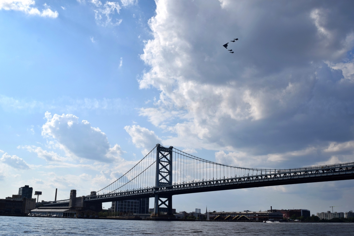 Salute to America, Benjamin Franklin Bridge, Philadelphia, July 4, 2020 (Credit: Maj. Brian J. Wagner)