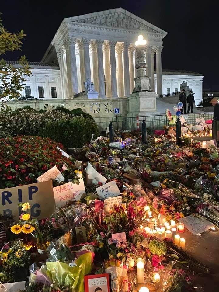 Memorial to Justice Ginsburg at the Supreme Court of the United States in Washington, D.C., September 20, 2020